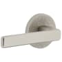 Viaggio Motivo Left Handed Solid Brass Non-Turning One-Sided Dummy Door Lever with Lusso Lever and Circolo Leather Rosette Satin Nickel