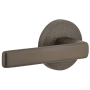 Viaggio Motivo Left Handed Solid Brass Non-Turning One-Sided Dummy Door Lever with Lusso Lever and Circolo Leather Rosette Titanium Gray
