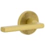 Viaggio Motivo Left Handed Solid Brass Non-Turning One-Sided Dummy Door Lever with Milano Lever and Circolo Linen Rosette Satin Brass