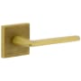 Viaggio Motivo Solid Brass Non-Turning One-Sided Dummy Door Lever with Brezza Lever and Quadrato Linen Backplate Satin Brass