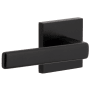 Viaggio Quadrato Left Handed Solid Brass Non-Turning One-Sided Dummy Door Lever with Lusso Lever and Quadrato Backplate Satin Black