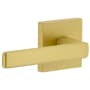 Viaggio Quadrato Left Handed Solid Brass Non-Turning One-Sided Dummy Door Lever with Lusso Lever and Quadrato Backplate Satin Brass