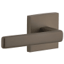 Viaggio Quadrato Left Handed Solid Brass Non-Turning One-Sided Dummy Door Lever with Lusso Lever and Quadrato Backplate Titanium Gray