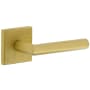 Viaggio Quadrato Hammered Right Handed Solid Brass Non-Turning One-Sided Dummy Door Lever with Moderno Lever and Quadrato Hammered Backplate Satin Brass