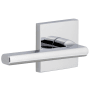 Viaggio Quadrato Left Handed Solid Brass Non-Turning One-Sided Dummy Door Lever with Milano Lever and Quadrato Backplate Bright Chrome