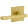 Viaggio Quadrato Left Handed Solid Brass Non-Turning One-Sided Dummy Door Lever with Milano Lever and Quadrato Backplate Satin Brass