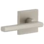 Viaggio Quadrato Left Handed Solid Brass Non-Turning One-Sided Dummy Door Lever with Milano Lever and Quadrato Backplate Satin Nickel