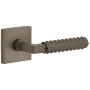 Viaggio Quadrato Right Handed Solid Brass Non-Turning One-Sided Dummy Door Lever with Contempo Rebar Lever and Quadrato Backplate Titanium Gray