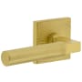 Viaggio Quadrato Hammered Left Handed Solid Brass Non-Turning One-Sided Dummy Door Lever with Contempo Lever and Quadrato Hammered Backplate Satin Brass