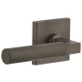 Viaggio Quadrato Hammered Left Handed Solid Brass Non-Turning One-Sided Dummy Door Lever with Contempo Lever and Quadrato Hammered Backplate Titanium Gray