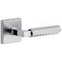 Viaggio Quadrato Hammered Right Handed Solid Brass Non-Turning One-Sided Dummy Door Lever with Contempo Rebar Lever and Quadrato Hammered Backplate Bright Chrome