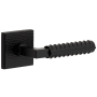 Viaggio Quadrato Hammered Right Handed Solid Brass Non-Turning One-Sided Dummy Door Lever with Contempo Rebar Lever and Quadrato Hammered Backplate Satin Black