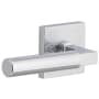 Viaggio Motivo Left Handed Solid Brass Non-Turning One-Sided Dummy Door Lever with Contempo Lever and Quadrato Linen Backplate Bright Chrome