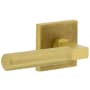 Viaggio Motivo Left Handed Solid Brass Non-Turning One-Sided Dummy Door Lever with Contempo Lever and Quadrato Linen Backplate Satin Brass