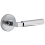 Viaggio Motivo Right Handed Solid Brass Non-Turning One-Sided Dummy Door Lever with Contempo Lever and Circolo Leather Rosette Bright Chrome