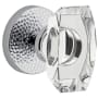 Viaggio Circolo Hammered Solid Brass Non-Turning Two-Sided Dummy Door Knob Set with Stella Crystal Knob and Circolo Hammered Rosette Bright Chrome