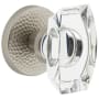 Viaggio Circolo Hammered Solid Brass Non-Turning Two-Sided Dummy Door Knob Set with Stella Crystal Knob and Circolo Hammered Rosette Satin Nickel