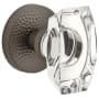 Viaggio Circolo Hammered Solid Brass Non-Turning Two-Sided Dummy Door Knob Set with Stella Crystal Knob and Circolo Hammered Rosette Titanium Gray