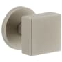 Viaggio Circolo Solid Brass Non-Turning Two-Sided Dummy Knob Set with Quadrato Brass Knob and Circolo Rosette Satin Nickel