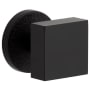 Viaggio Motivo Solid Brass Non-Turning Two-Sided Dummy Door Knob Set with Quadrato Brass Knob and Circolo Leather Rosette Satin Black
