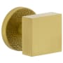 Viaggio Motivo Solid Brass Non-Turning Two-Sided Dummy Door Knob Set with Quadrato Brass Knob and Circolo Leather Rosette Satin Brass