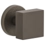 Viaggio Motivo Solid Brass Non-Turning Two-Sided Dummy Door Knob Set with Quadrato Brass Knob and Circolo Leather Rosette Titanium Gray