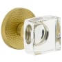 Viaggio Circolo Hammered Solid Brass Non-Turning Two-Sided Dummy Knob Set with Quadrato Crystal Knob and Hammered Rosette Satin Brass
