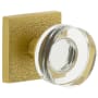 Viaggio Motivo Solid Brass Non-Turning Two-Sided Dummy Door Knob Set with Circolo Crystal Knob and Quadrato Leather Backplate Satin Brass