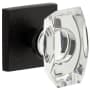 Viaggio Motivo Solid Brass Non-Turning Two-Sided Dummy Door Knob Set with Stella Crystal Knob and Quadrato Linen Backplate Satin Black