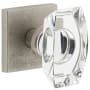 Viaggio Motivo Solid Brass Non-Turning Two-Sided Dummy Door Knob Set with Stella Crystal Knob and Quadrato Linen Backplate Satin Nickel