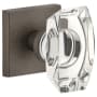 Viaggio Motivo Solid Brass Non-Turning Two-Sided Dummy Door Knob Set with Stella Crystal Knob and Quadrato Linen Backplate Titanium Gray