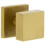 Viaggio Motivo Solid Brass Non-Turning Two-Sided Dummy Door Knob Set with Quadrato Brass Knob and Linen Backplate Satin Brass