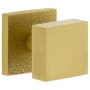 Viaggio Motivo Solid Brass Non-Turning Two-Sided Dummy Door Knob Set with Quadrato Brass Knob and Leather Backplate Satin Brass