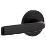 Viaggio Motivo Solid Brass Non-Turning Two-Sided Dummy Door Lever Set with Bella Lever and Circolo Leather Rosette Satin Black