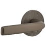 Viaggio Motivo Solid Brass Non-Turning Two-Sided Dummy Door Lever Set with Bella Lever and Circolo Leather Rosette Titanium Gray