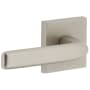 Viaggio Quadrato Solid Brass Non-Turning Two-Sided Dummy Door Lever Set with Bella Lever and Quadrato Backplate Satin Nickel