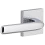 Viaggio Motivo Solid Brass Non-Turning Two-Sided Dummy Door Lever Set with Bella Lever and Quadrato Leather Backplate Bright Chrome