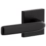 Viaggio Motivo Solid Brass Non-Turning Two-Sided Dummy Door Lever Set with Bella Lever and Quadrato Leather Backplate Satin Black