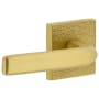 Viaggio Motivo Solid Brass Non-Turning Two-Sided Dummy Door Lever Set with Bella Lever and Quadrato Leather Backplate Satin Brass