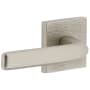 Viaggio Motivo Solid Brass Non-Turning Two-Sided Dummy Door Lever Set with Bella Lever and Quadrato Leather Backplate Satin Nickel