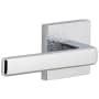 Viaggio Motivo Solid Brass Non-Turning Two-Sided Dummy Door Lever Set with Lusso Lever and Quadrato Leather Backplate Bright Chrome