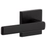 Viaggio Motivo Solid Brass Non-Turning Two-Sided Dummy Door Lever Set with Lusso Lever and Quadrato Leather Backplate Satin Black