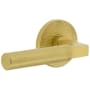 Viaggio Circolo Hammered Solid Brass Non-Turning Two-Sided Dummy Door Lever Set with Contempo Lever and Circolo Hammered Rosette Satin Brass