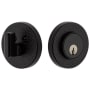 Viaggio Circolo Leather Solid Brass Round Rosette Single Cylinder Deadbolt Satin Black