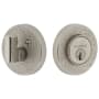 Viaggio Circolo Leather Solid Brass Round Rosette Single Cylinder Deadbolt Satin Nickel