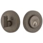 Viaggio Circolo Leather Solid Brass Round Rosette Single Cylinder Deadbolt Titanium Gray