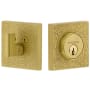Viaggio Quadrato Leather Solid Brass Square Backplate Single Cylinder Deadbolt Satin Brass