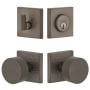 Viaggio Motivo Solid Brass Single Cylinder Keyed Entry Door Knob Set and Deadbolt Combo Pack - 2-3/8" Backset Titanium Gray