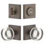 Viaggio Motivo Solid Brass Single Cylinder Keyed Entry Door Knob Set and Deadbolt Combo Pack - 2-3/8" Backset Titanium Gray