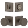 Viaggio Motivo Solid Brass Single Cylinder Keyed Entry Door Knob Set and Deadbolt Combo Pack - 2-3/4" Backset Titanium Gray